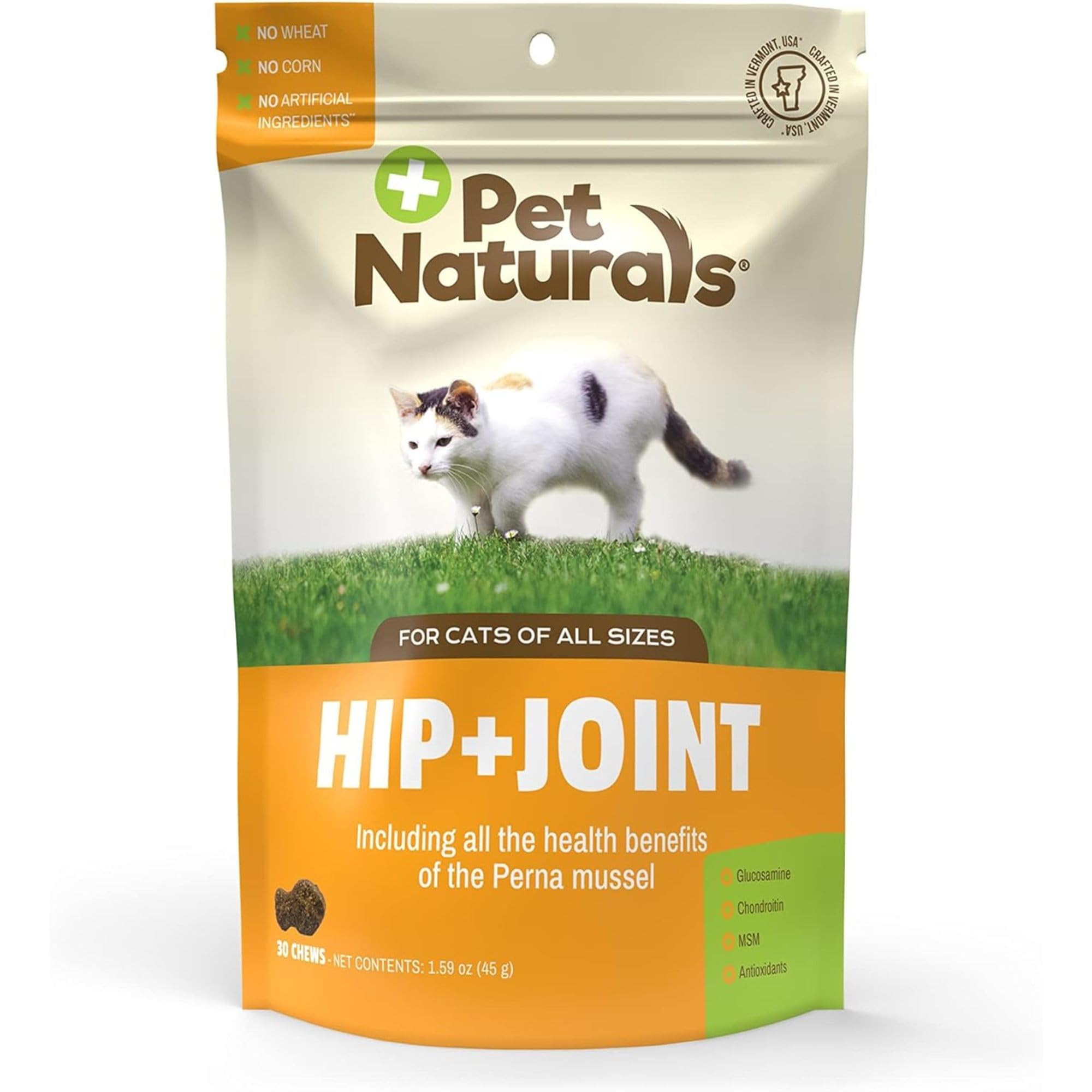 Pet Naturals Hip and Joint Supplement with Glucosamine, Green-Lipped Mussel, and Chondroitin for Cats