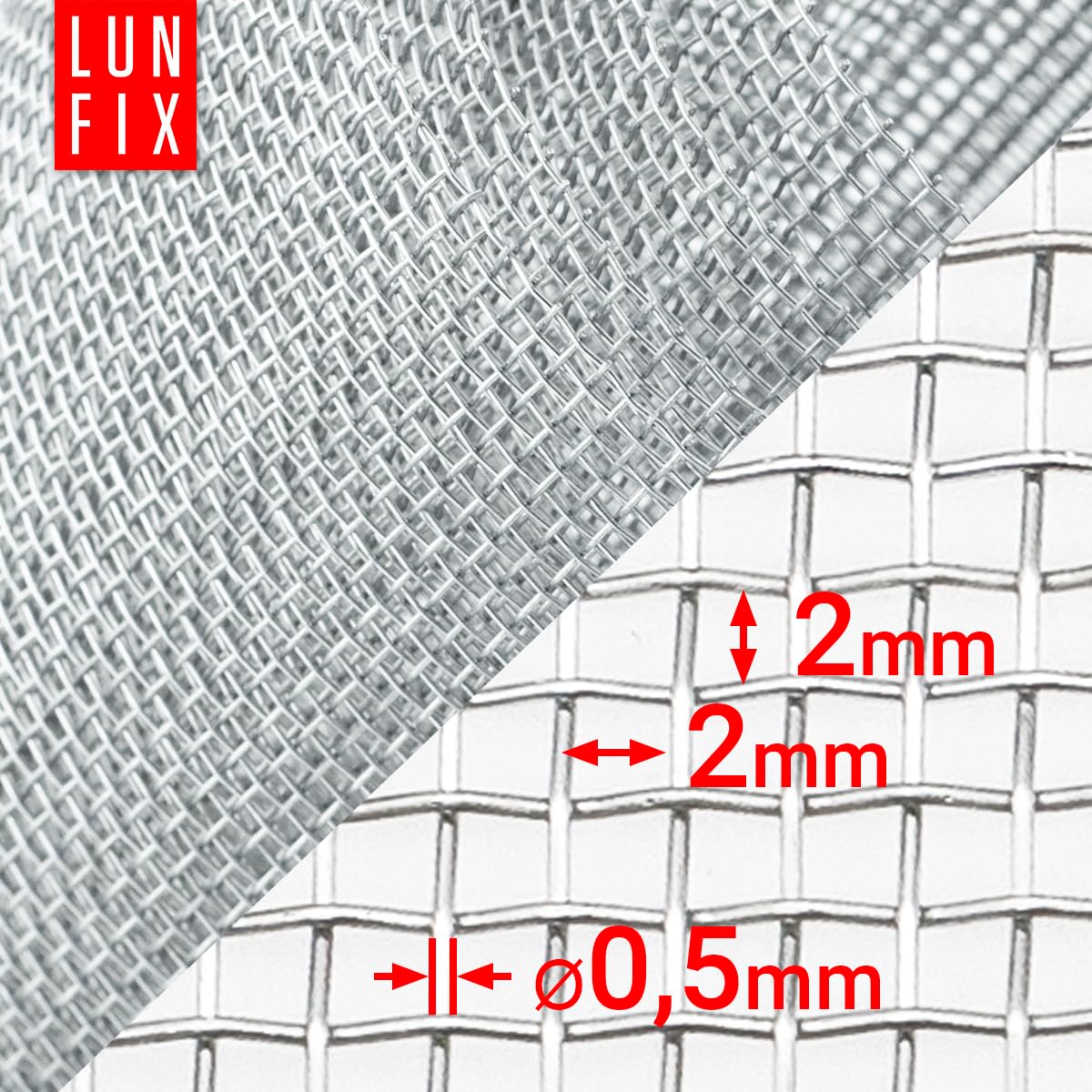 Rete metallica a maglie fini zincata 2x2 mm Ø0,5mm 1x0,5m – Rete metallica, filo per conigli, zanzariera al metro per protezione dagli insetti, copertura per pozzo della cantina, copertura per pozzo
