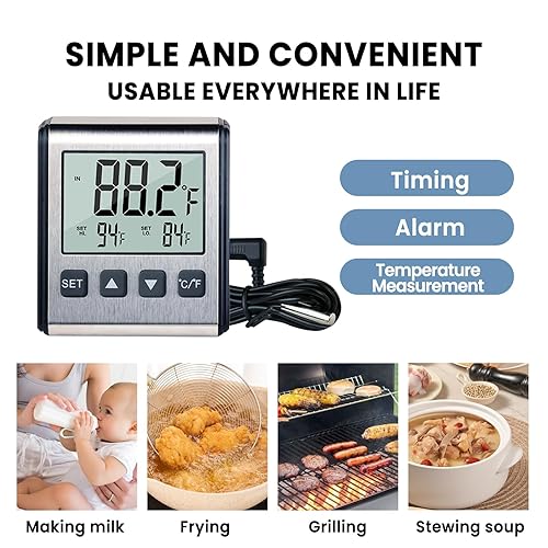 Miniatura 5 de 1Pack Termómetro de nevera Congelador Termómetro Alarma Aplicación Multisitio Refrigerador Congelador Crawler Acuario, etc. Alarma de alta y baja