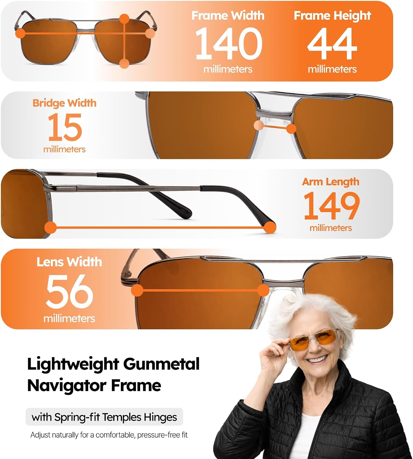 NoIR Blue Blocker Low Vision Sunglasses, Lightweight Glasses with Full UV Protection for Macular Degeneration, Corneal Pathology, Retinitis Pigmentosa and Diabetic Retinopathy, 01_54