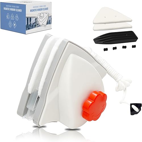 Three Orchids Herramienta magnética ajustable para limpiar ventanas de 0.1 a 1 pulgadas, limpiador de ventanas de doble cara, limpiador de vidrio