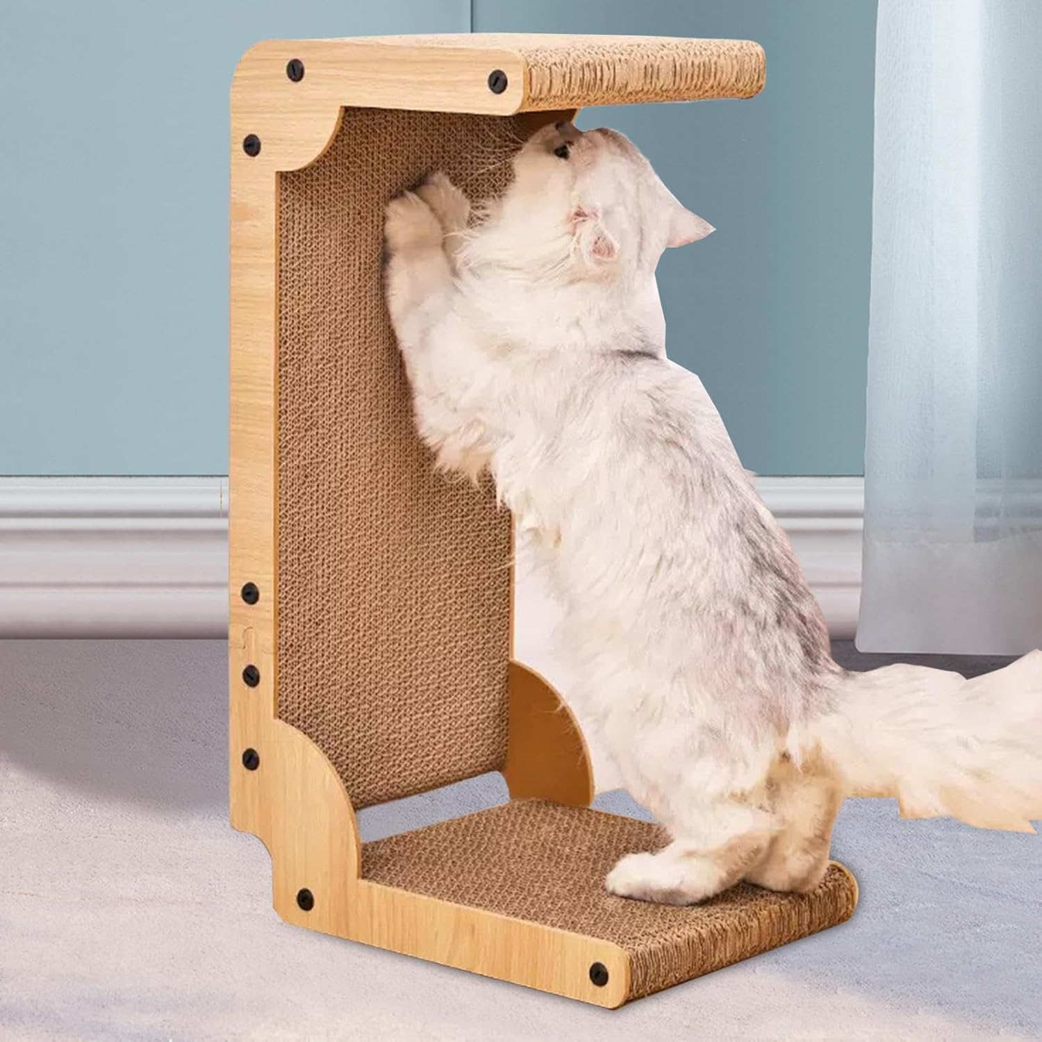 Cat Scratcher Cardboard Vertical Cat Scratch Pad Grind Claws Furniture Protection Corrugated Paper L Shaped Cat Scratching Board for Kitten, Style A