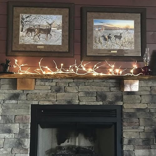 Miniatura 8 de OTAVILEM Guirnalda iluminada con ramitas de abedul, guirnaldas iluminadas de 6 pies con 48 luces LED para decoraciones de Navidad en interiores,