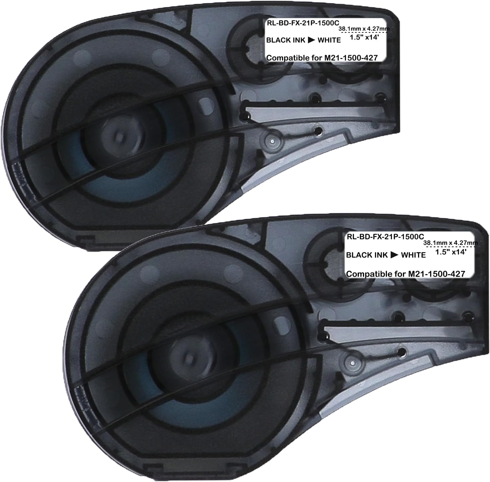 Compatible Label Tape Replacememt for M21-1500-427-Work with BMP21-PLUS/LAB M210 and M211 Black on White 1.5" Self Laminating Vinyl-14' Length -1.5" Width-2 Pack
