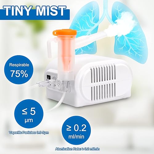 Miniatura 3 de Nebulizador para adultos y niños, nebulizador compresor con un conjunto de accesorios, nebulizador de chorro de niebla fría, nebulizador de