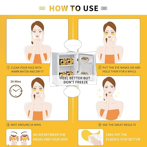 Miniatura 5 de Máscaras de ojos de oro de 24 quilates para ojeras e hinchazón, 70 unidades, parches debajo de los ojos, almohadillas de gel para tratamiento