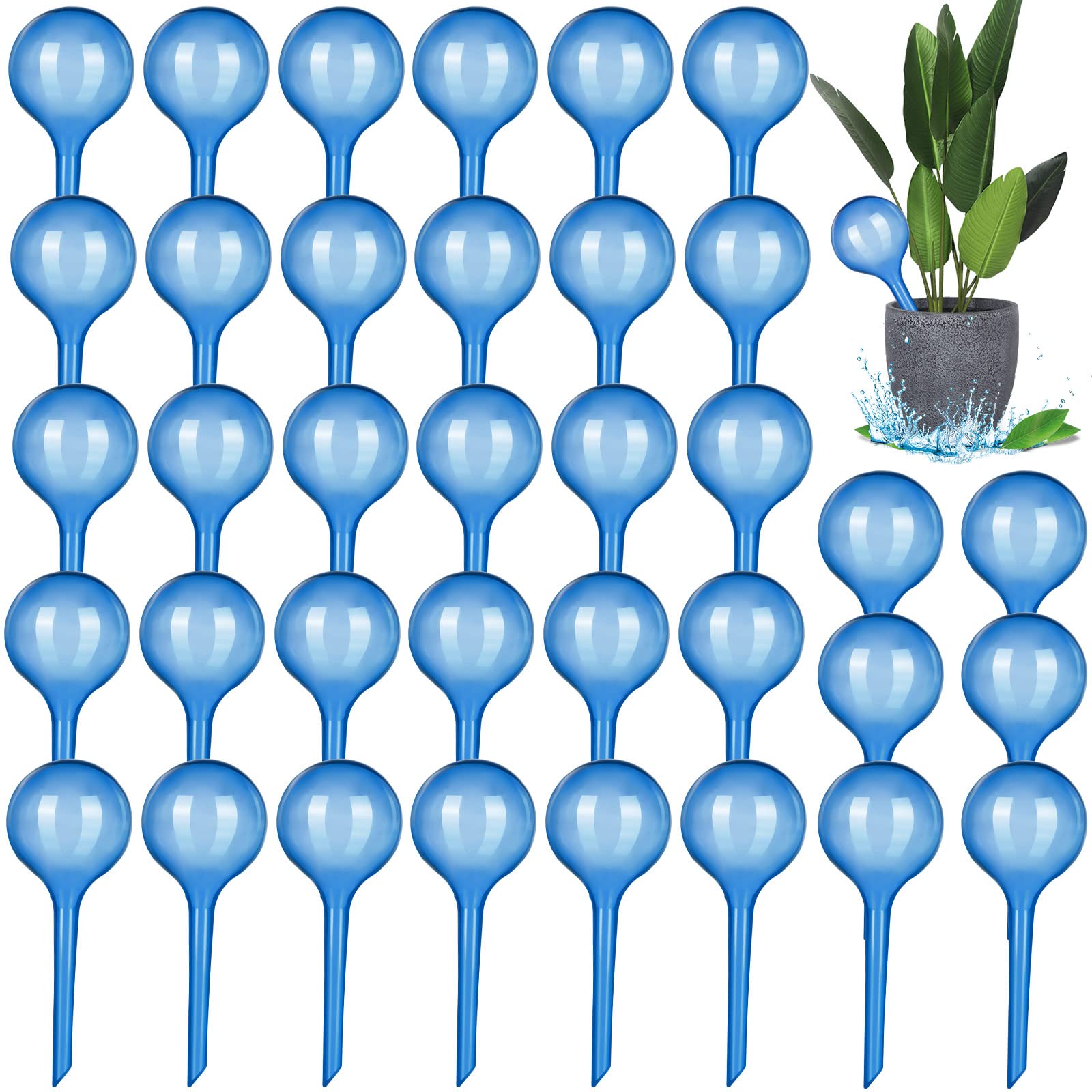 36 Globi per irrigazione per piante, in plastica, con autoirrigazione, dispositivi automatici per l'irrigazione delle piante, inserto per piante piccole, per giardino, interni ed esterni, colore: blu
