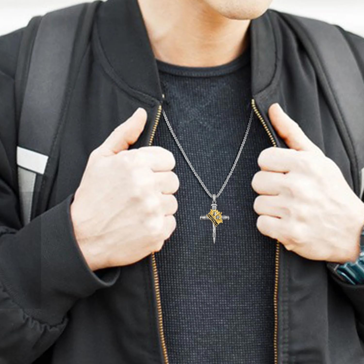 Cross Necklace for Men Women, 925 Sterling Silver Crucifix Cross Pendant Necklaces, Religious Amulets Jewelry Gifts - Image 2