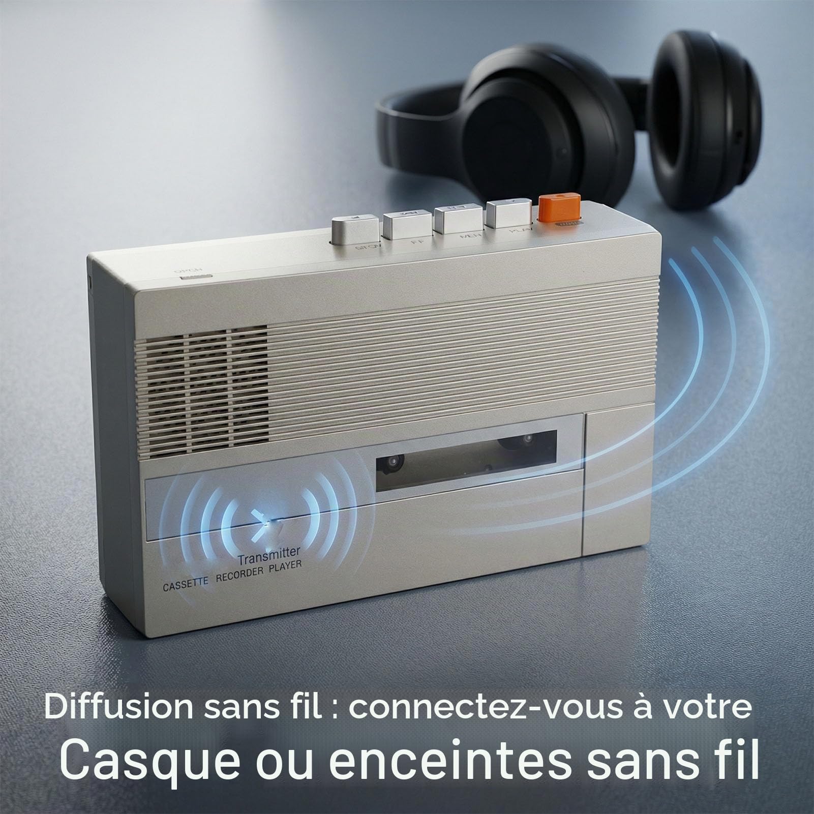 Sxhlseller Lecteur de Cassettes, Enregistreur de Cassettes Bluetooth Portable avec Haut-Parleur intégré et Prise Casque pour la Conversion Audio Numérique et L'enregistrement sur Bande
