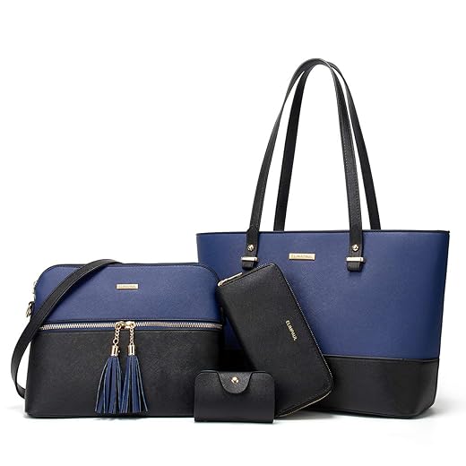 Women Fashion Handbags Wallet Tote Bag Shoulder Bag Top Handle Satchel Purse Set 4pcs