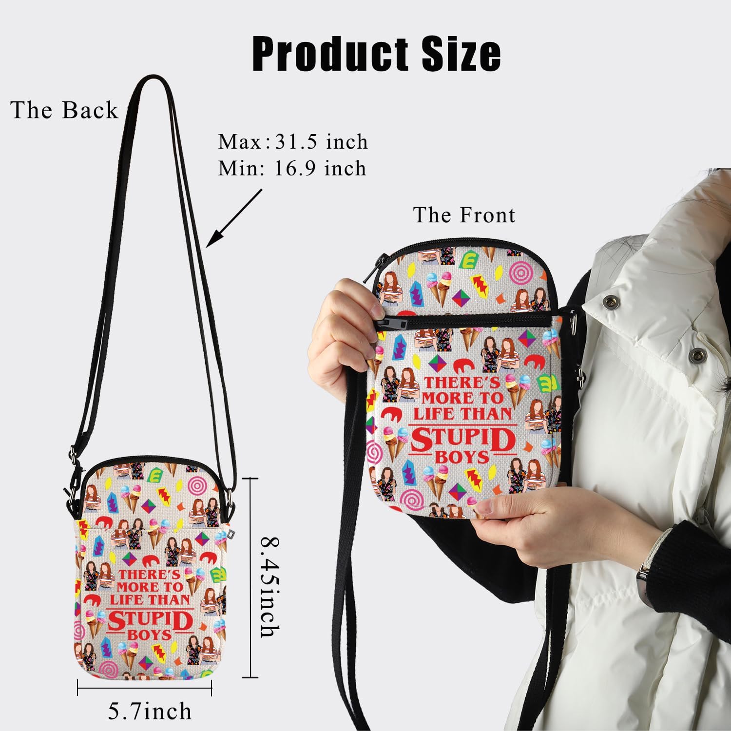 BDPWSS Scary Movie Crossbody Bag There's More To Life Than Stupid Boys Friends TV Merchandise Gift Scary Movie Fan Gift