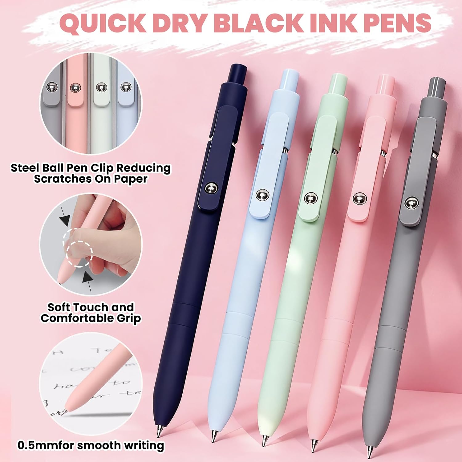 50 PCS Aesthetic School Supplies with Cute Pen Case,12 Pastel Highlighters,5 Black Ink Gel Pens, 12 Mechanical Pencils Set 0.5 & 0.7 mm 6 Color Gel Pens for Students Stationary College Essentials Blue image 5