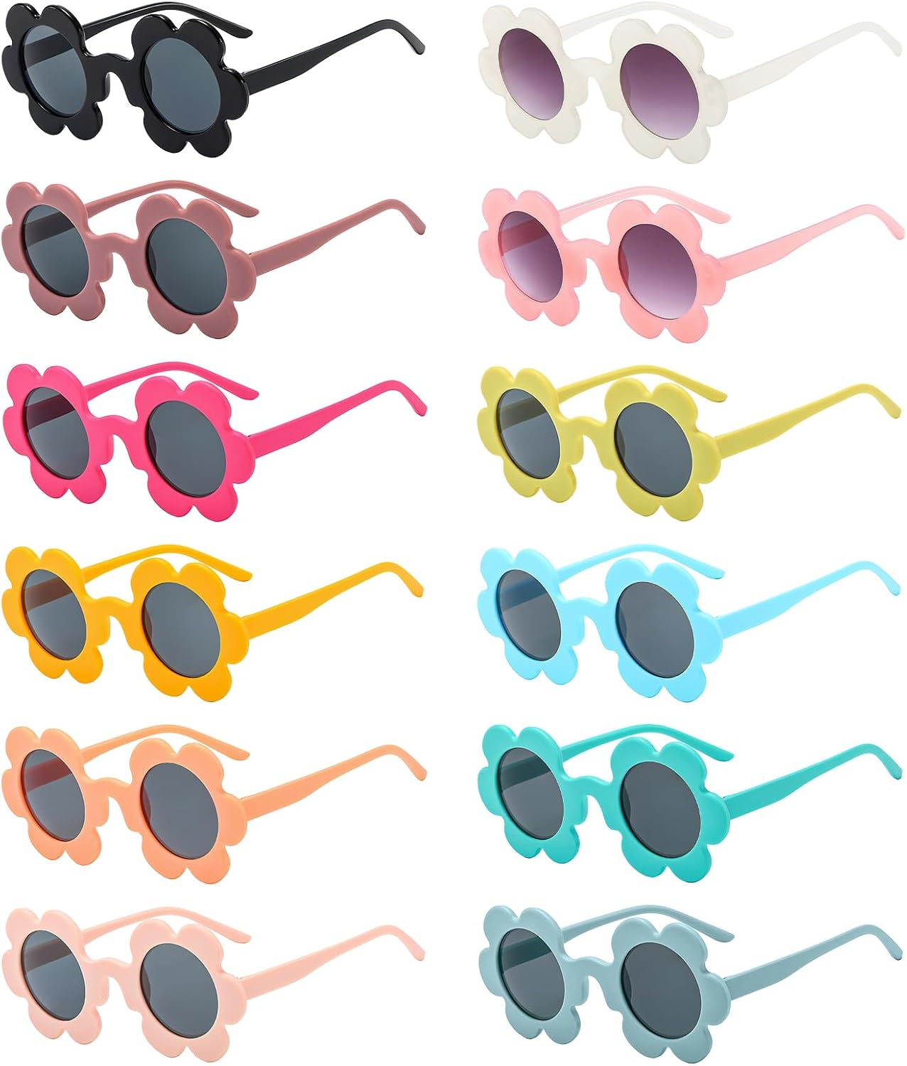 12 Pack 5.71'' Adult Flower Sunglasses Bulk, Cute Colorful Flower Glasses for Women Party Favors