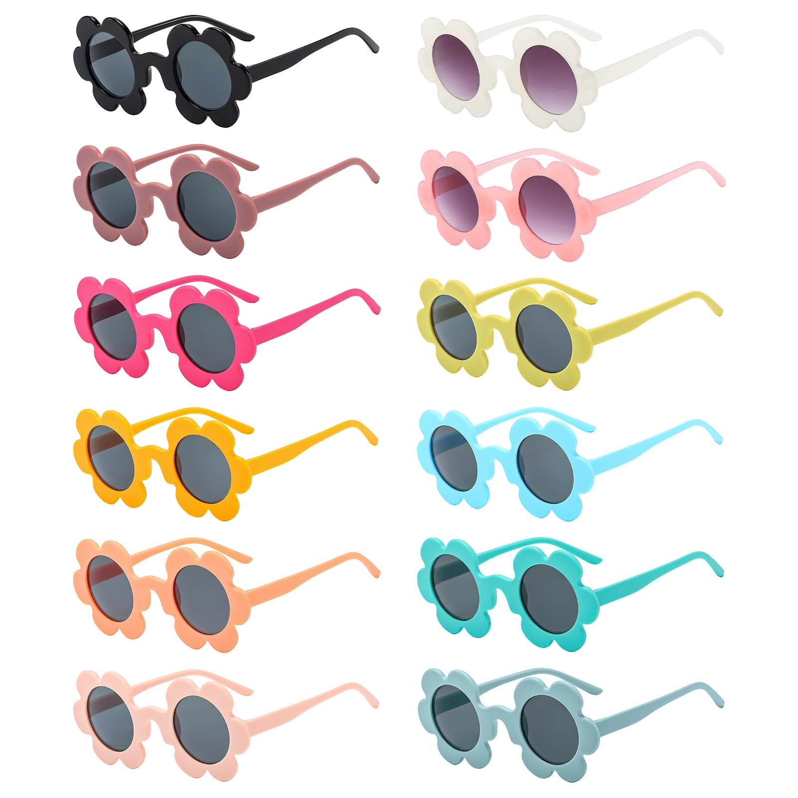 Geopty 12 Pack 5.71'' Adult Flower Sunglasses Bulk, Cute Colorful Flower Glasses for Women Party Favors
