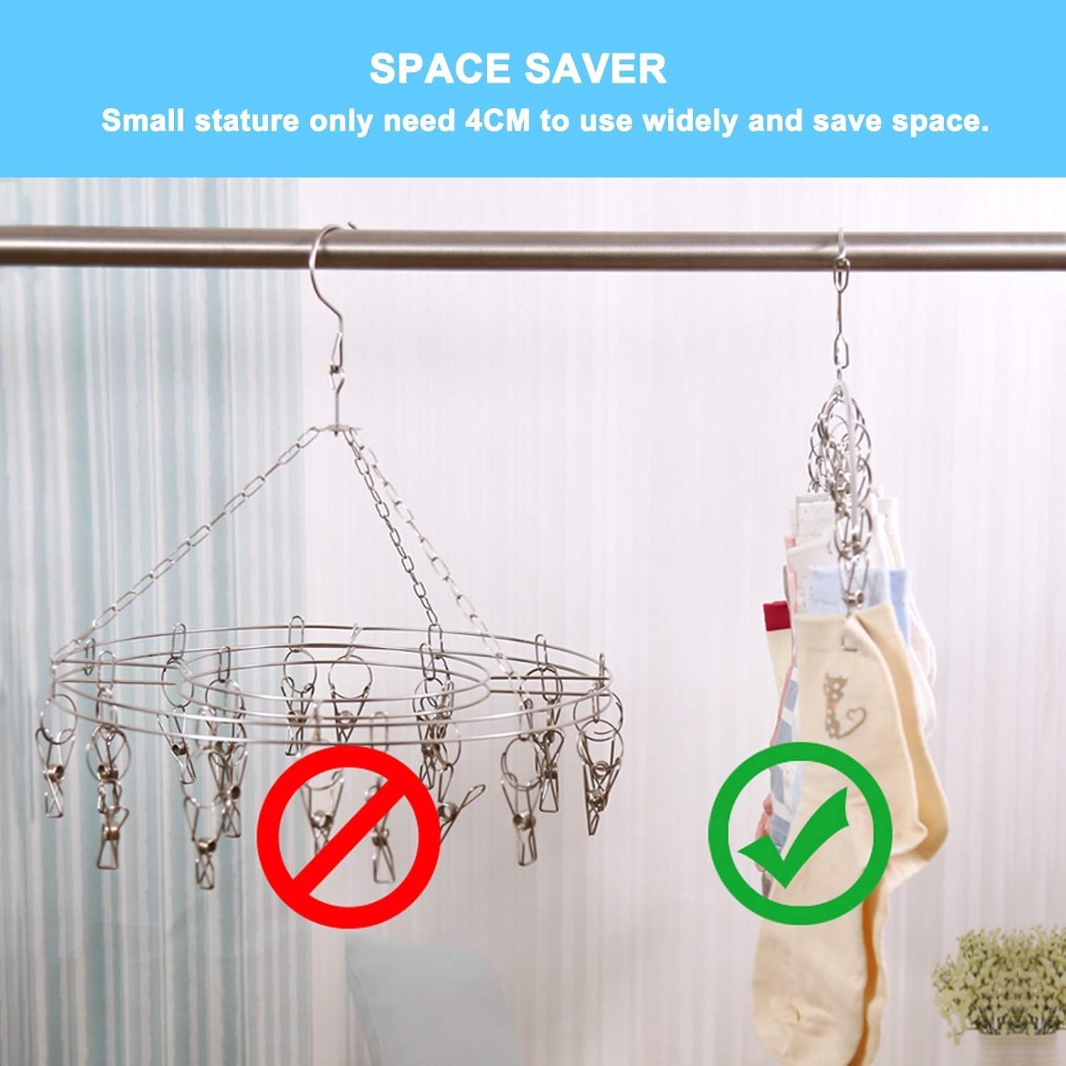 Clothes Drying Ra Clips, Laundry Drying Ra with Clothes-pegs,