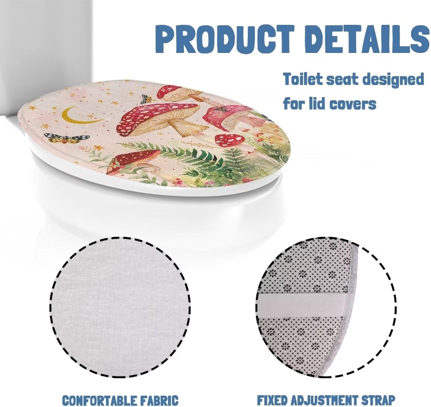 Red Mushroom Toilet Lid Cover Toilet Seat Covers for Bathroom Super Soft Toilet Tank Cover Seat Covers Fits Most Toilet Lids Machine Washable Bathroom Decoration Accessories