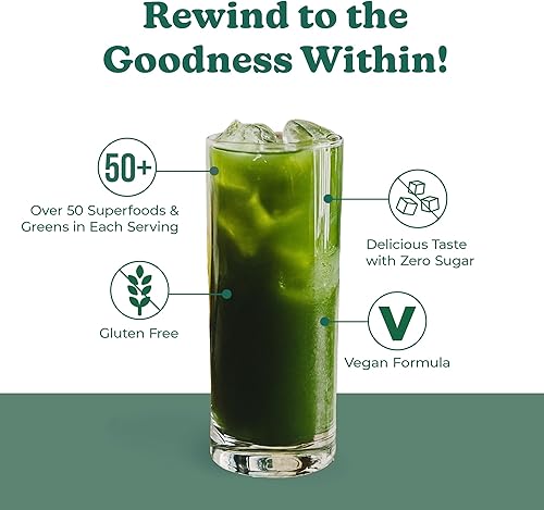 Miniatura 4 de Super Greens Polvo con más de 50 superalimentos - Jugo verde diario para toda la familia - Deliciosa mezcla de bebida en polvo verde - Sabor