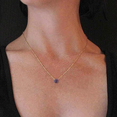 Miniatura 7 de Dainty Amethyst Necklace February Birthstone Genuine Gemstone 14k Gold Filled 18 Inch