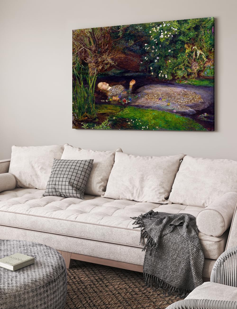 DECORARTS - Ophelia by John Everett Millai. Oil Painting Reproduction, Giclee Print on Canvas. Ready to Hang Wall Art for Home, Bedroom, Office Decor. 30x20