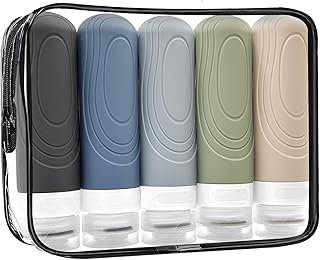 Travel Bottles for Toiletries, 5 Pcs Tsa Approved Toiletry Bottles Travel Size Bottles, 3oz Silicone Travel Size Containers, Leak Proof Shampoo and Conditioner Bottles Travel Accessories