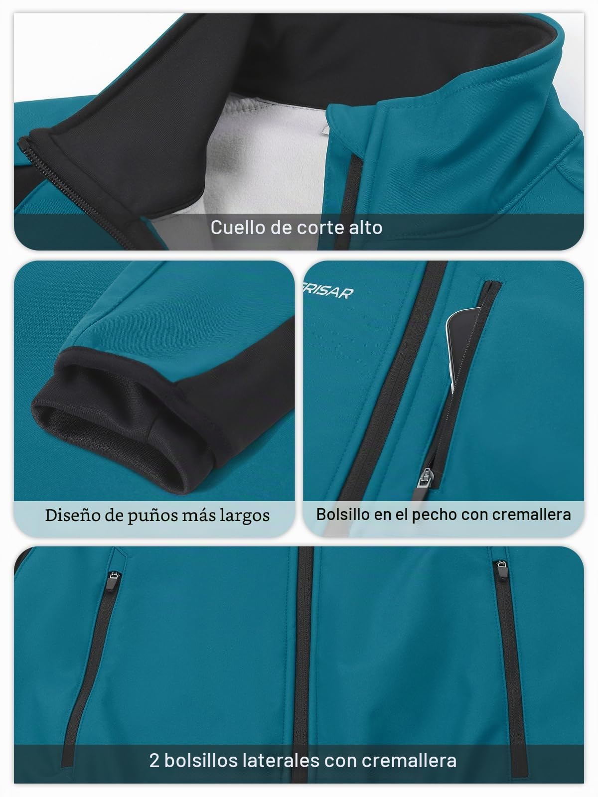 BERGRISAR Chaqueta Ciclismo Hombre Invierno Polar Termica Impermeable Cortavientos de MTB Bicicleta con 6 Bolsillos