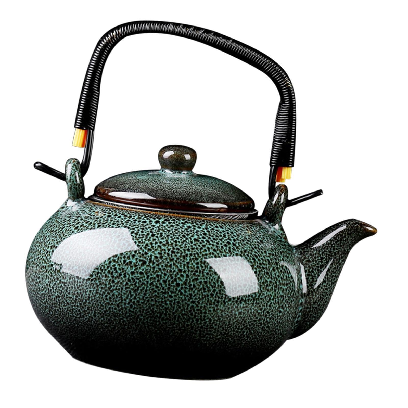 Théière en céramique traditionnelle verte de 750 ml à infuseur