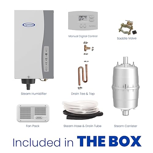 Miniatura 4 de AprilAire Humidificador de vapor 865 para todo el hogar, humidificador de vapor manual con ventilador de montaje en pared, humidificador para toda