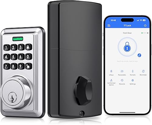 Miniatura 8 de Cerradura de puerta inteligente, cerradura de puerta de entrada sin llave WiFi integrada con control remoto de aplicación, no requiere concentrador,