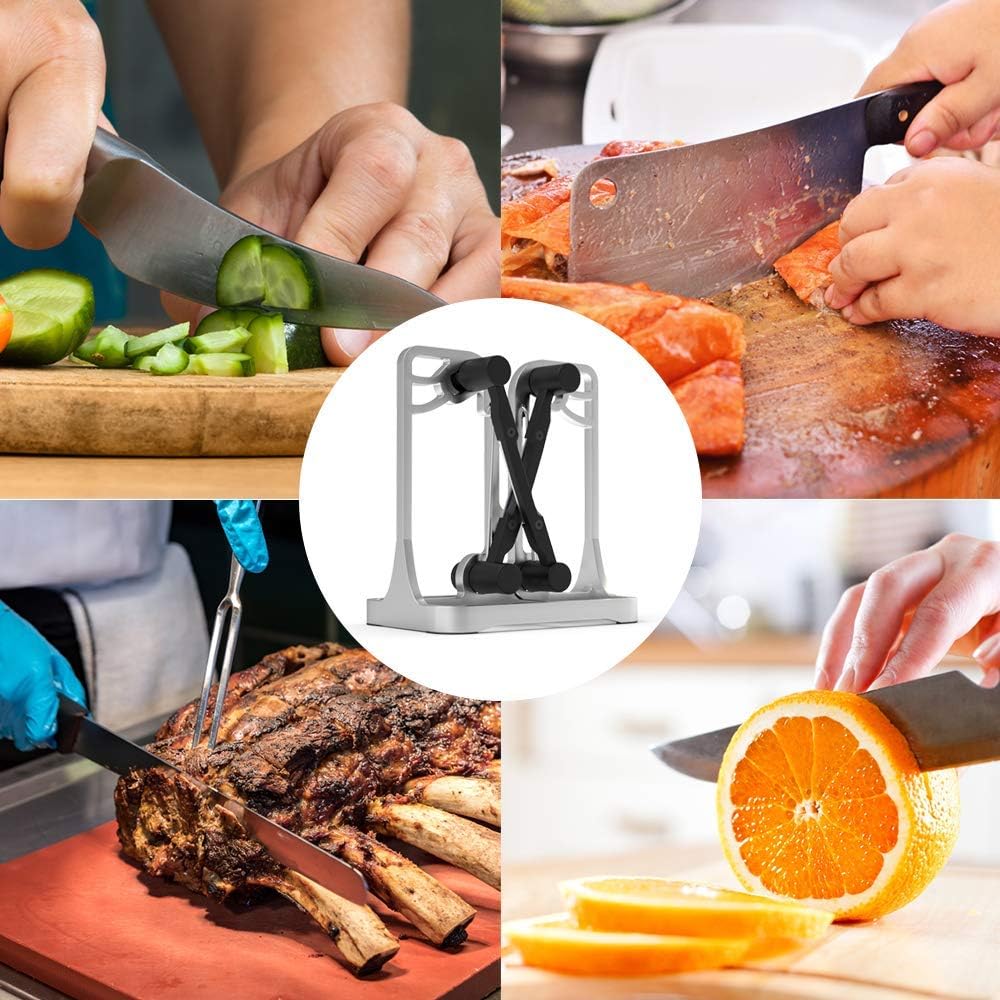 Knife Sharpener, Professional Knife Sharpener (afilador de cuchillos) Upgraded with Full Metal Bracket. Polishing & Sharpening Serrated/Beveled/Standard Blades Knives - Best Kitchen Knife Sharpener…