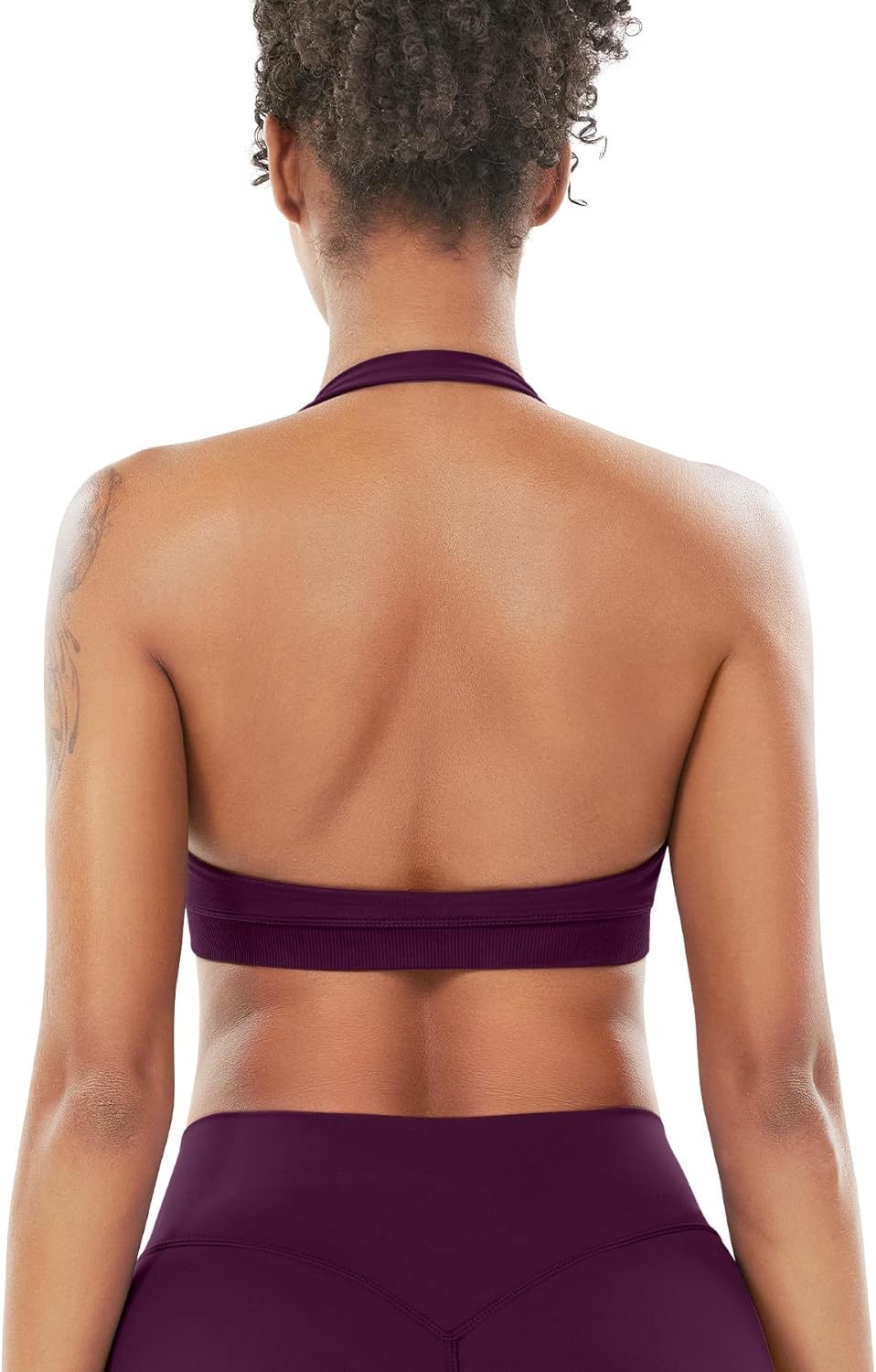 VOYJOY Women Workout Impact Bras Medium Low Support Halter Sports Bras Seamless Open Back Gym Padded Yoga Crop Top - Image 2