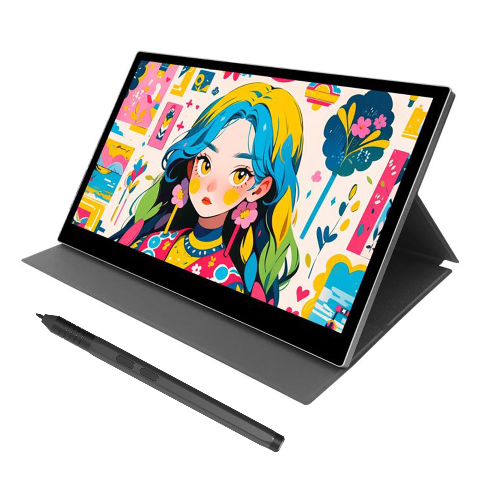 Tavoletta Grafica con Schermo 15,6 Pollici Display FHD Laminato | 16384 Livelli di Pressione, 120% sRGB, Penna Senza Batteria con 10 Punte per Disegno Digitale, Illustrazione e Design Grafico