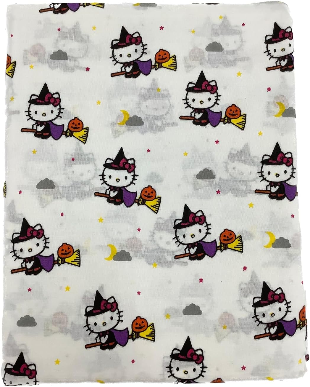 Jay Franco & Sons, Inc. Hello Kitty Halloween Cotton Sheet Set (White with Flying Witches, Queen)