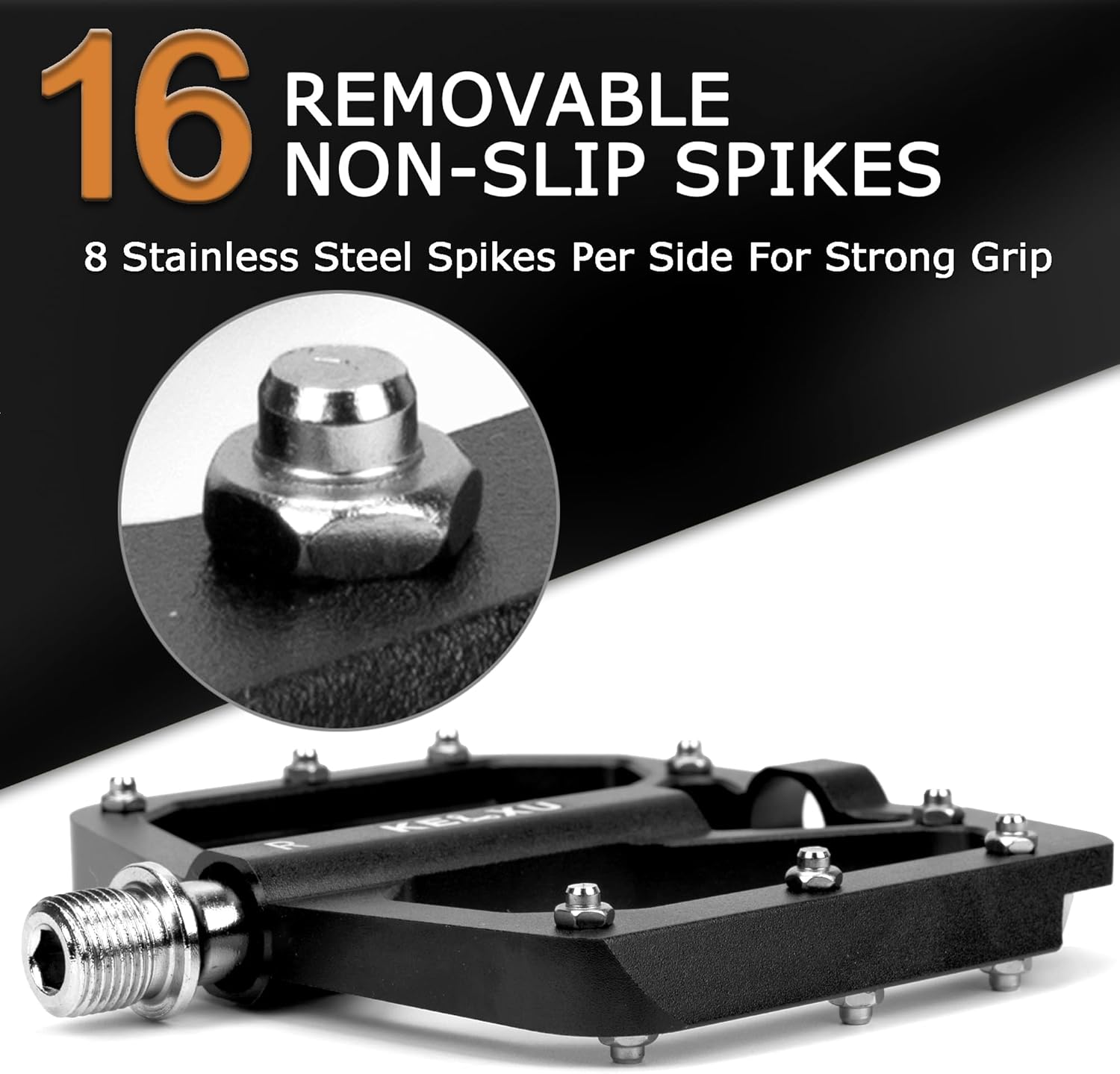 Mountain Bike Pedals 9/16", 3 Sealed Bearings Non-Slip Bicycle Pedals Aluminum CNC Machined Wide Flat Pedals for Road Bike MTB