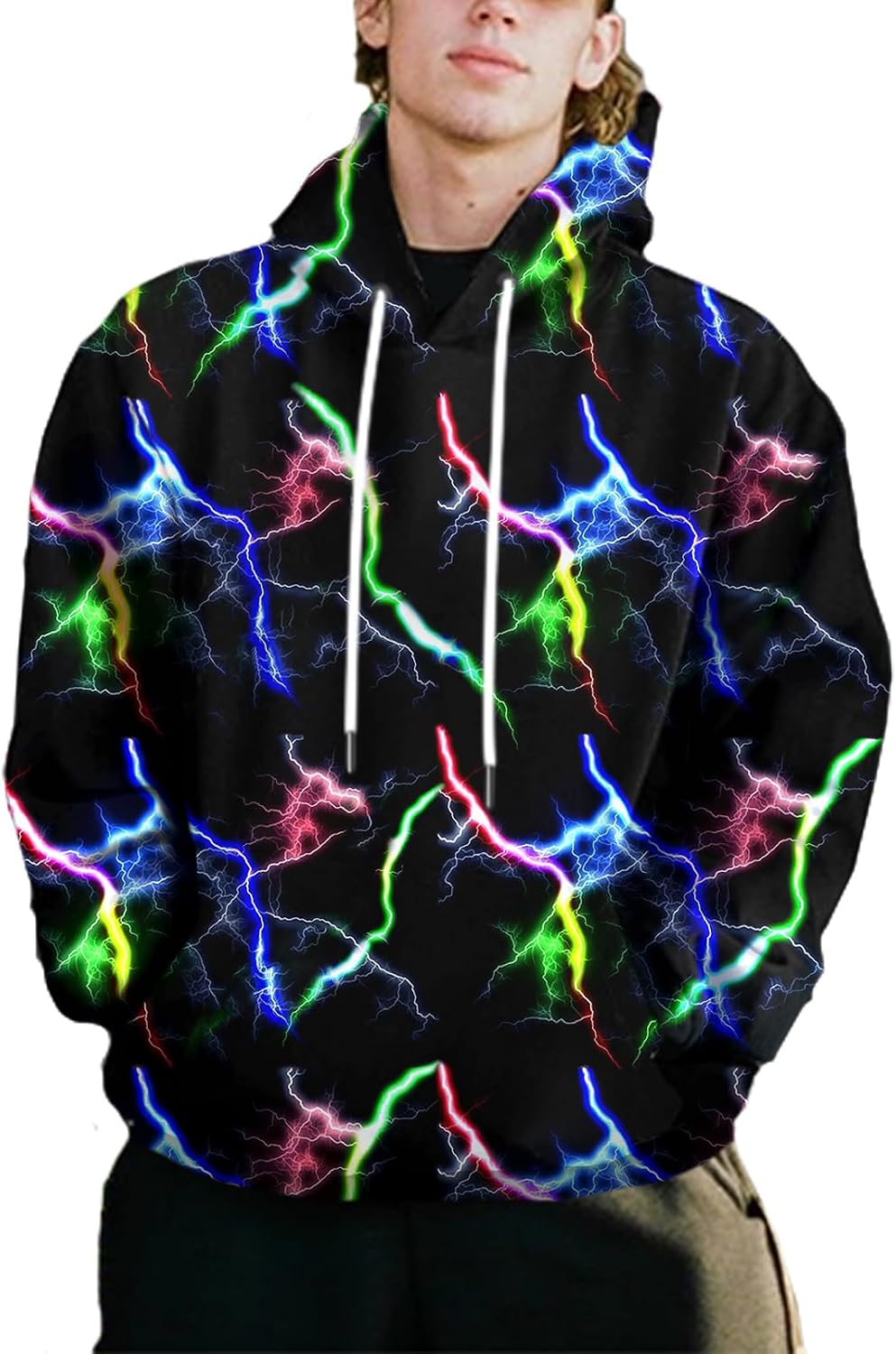 Unisex Novelty 3D Printed Hoodies Long Sleeve Sweatshirts for Men Women with Big Pockets