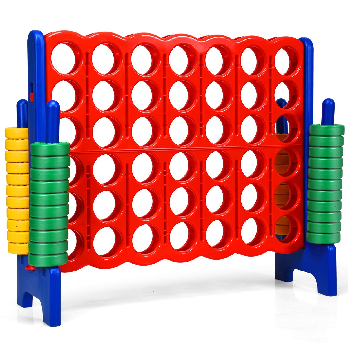 COSTWAY Forza 4 Gigante Mega 4 in Linea Quattro Insieme, Gioco da Tavolo Gioco di Fila per Bambini, 120 x 42 x 104 cm (Blu)