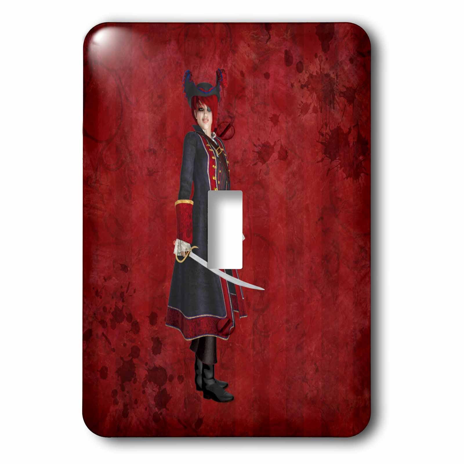 Femme pirate dangereuse avec épée interrupteur unique 3dRose au design artistique