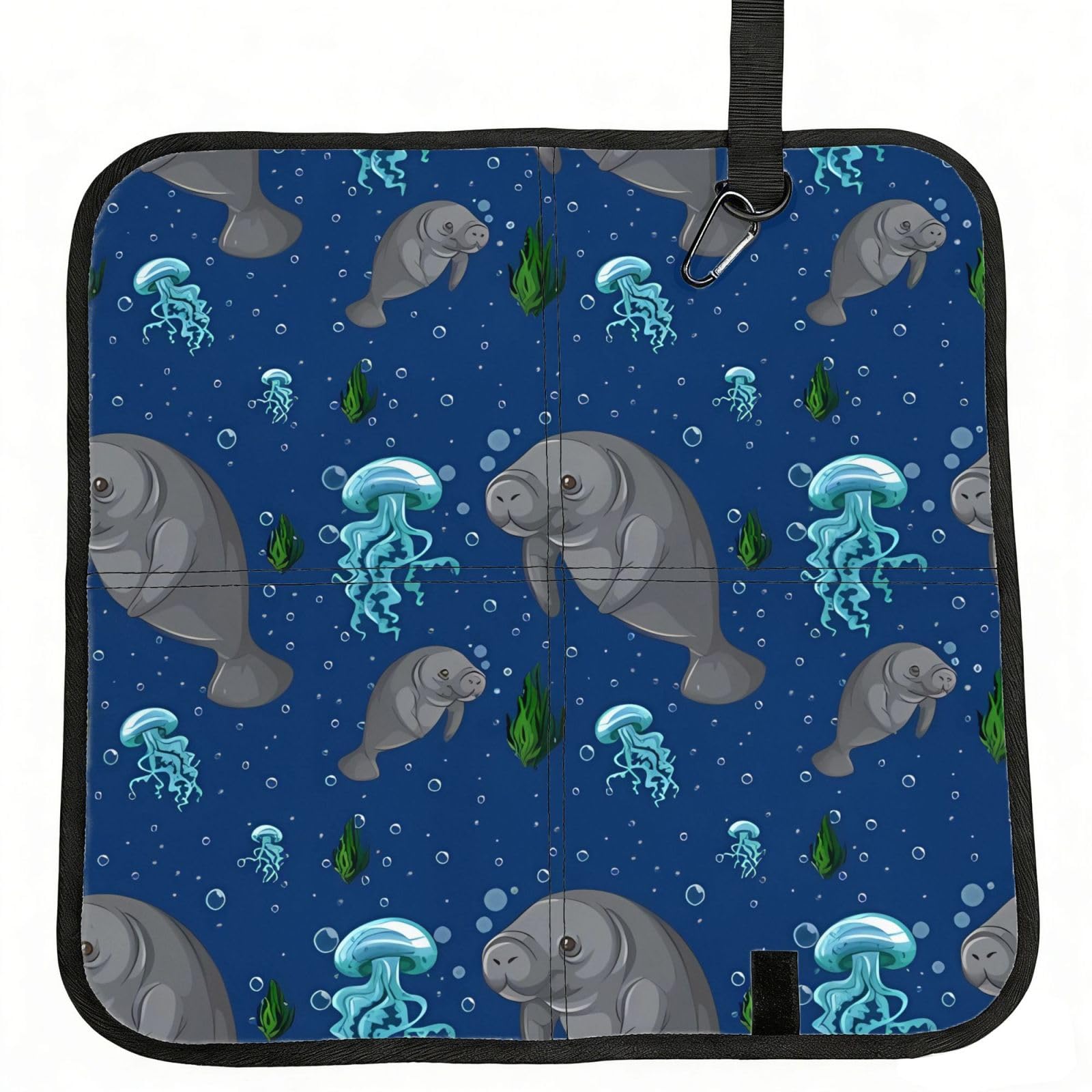 WBQLSL Manatee Foldable Seat Cushion - Portable Stadium Pad with Carabiner for Camping Hiking Picnic Beach