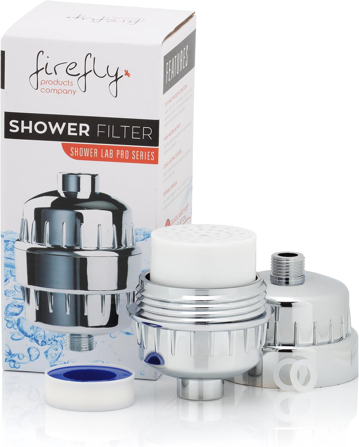 High Output Shower Filter | Universal Fit for Shower Head | Removes Chlorine and Heavy Metal | Hard Water Softener with Vitamin C and KDF Mineral | Skin Cleaning and Easy to Install