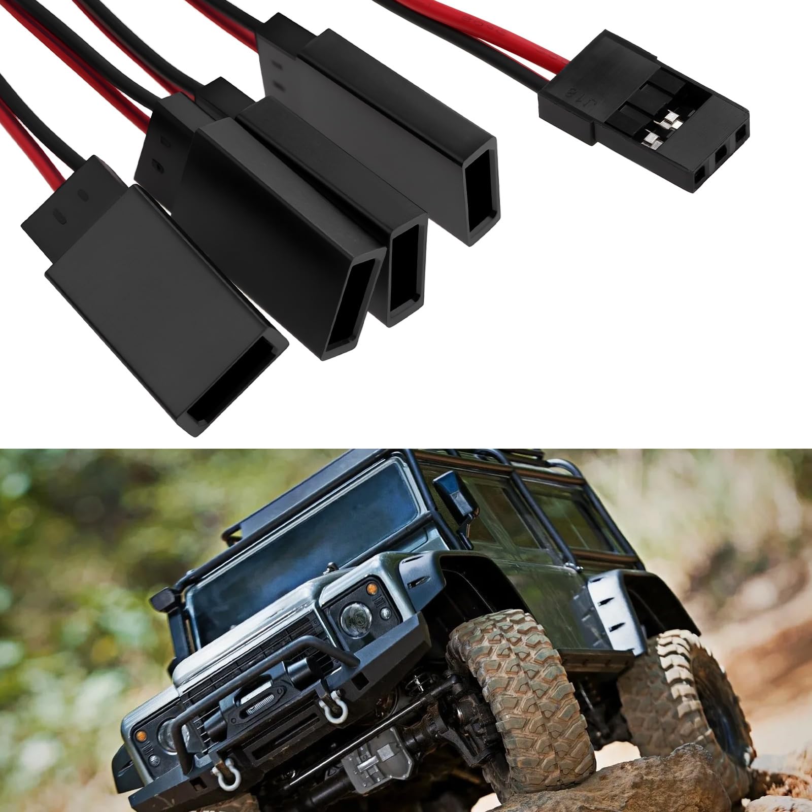YINETTECH RC 4-Way LED Light Controller Switch On/Off Controller Y Cable Compatible with TRX-4 SCX10 1/10 RC Crawler - Image 3