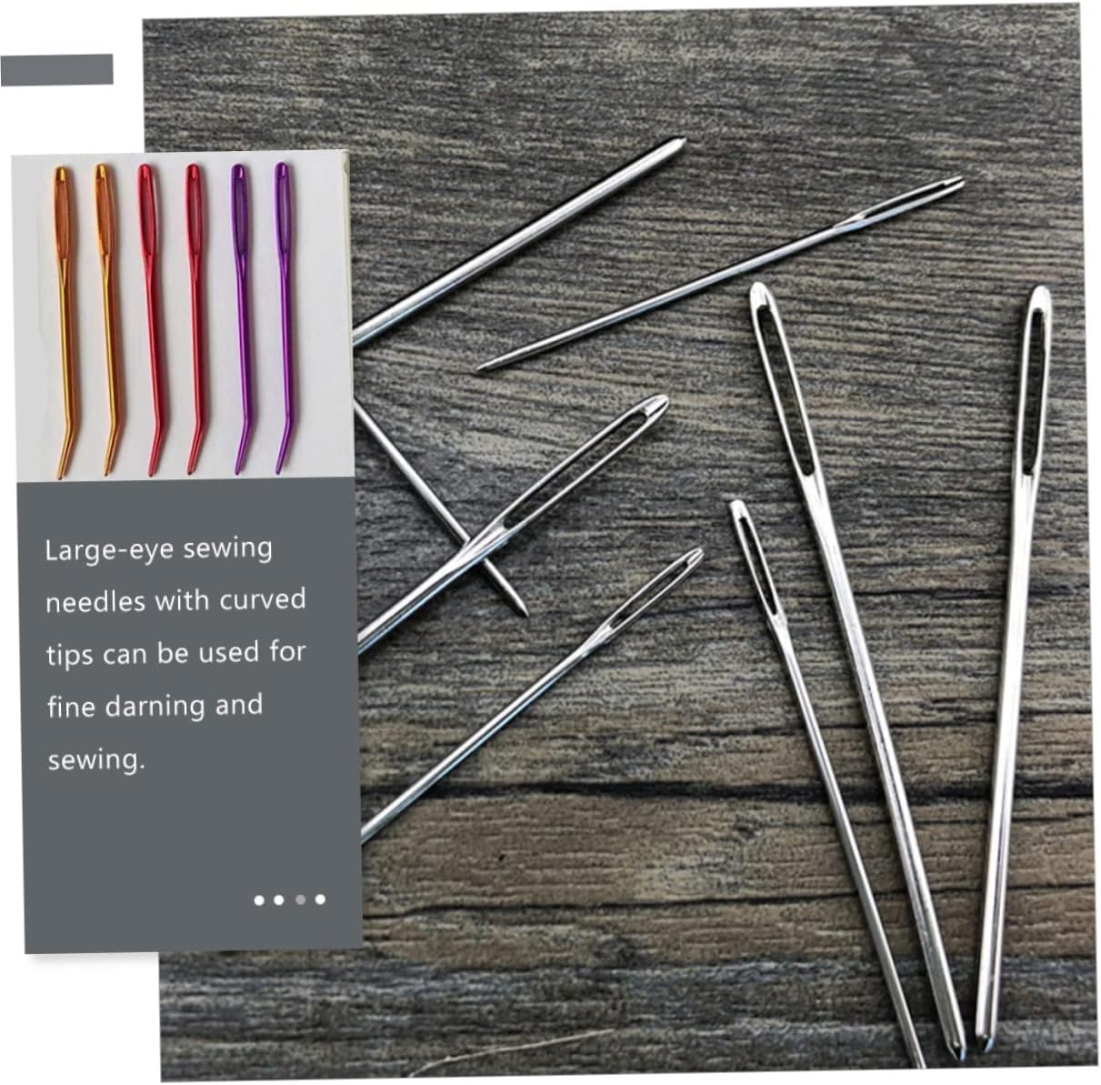 AUTSUPPL DIY Hand Sewing Kit 18pcs Large Eye Needles Threader Tool for Fabric Sewing Knitting Needles Set Random