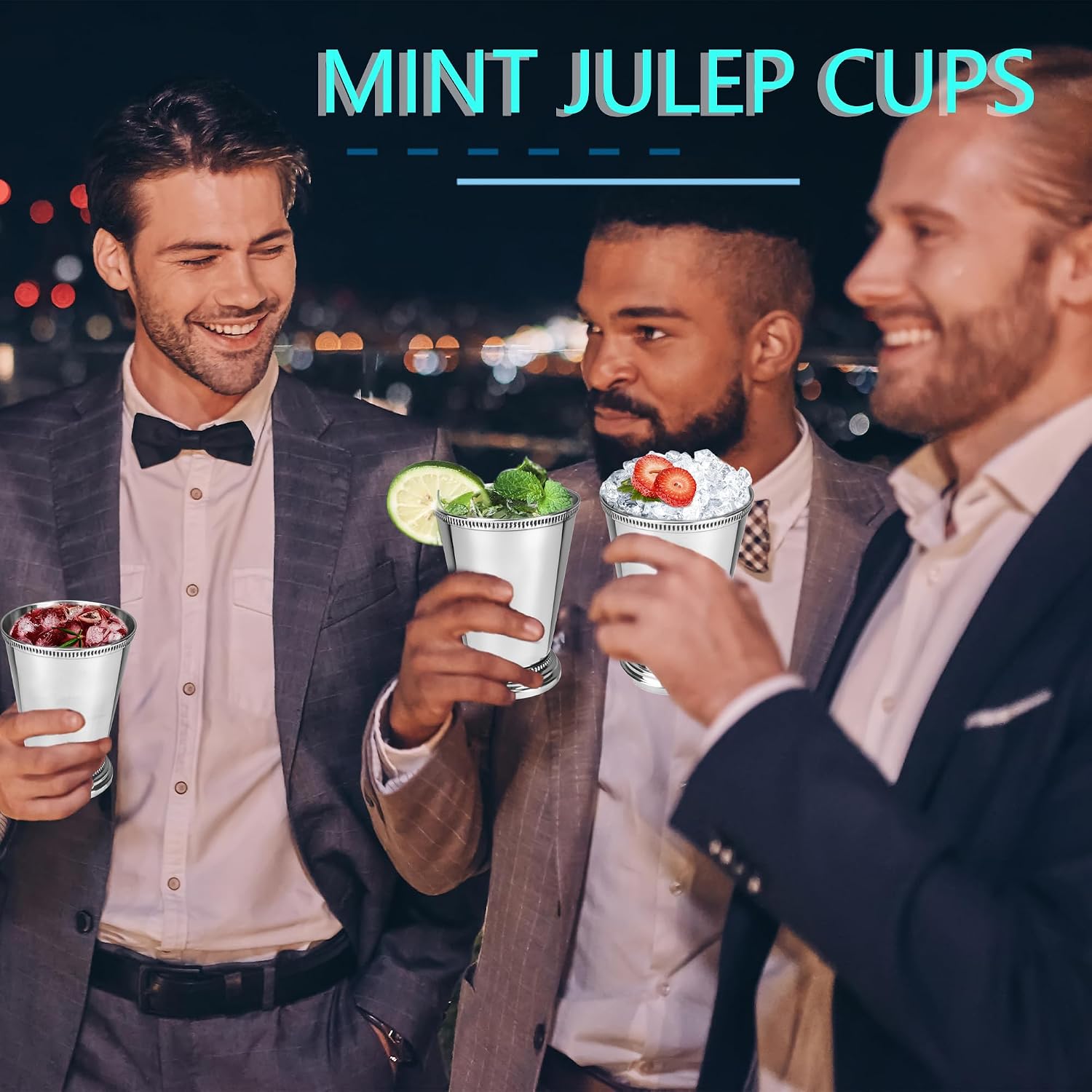 3 Pack 12 oz Mint Julep Cups Classic Stainless Steel Wine Cups Unbreakable Stainless Steel Drinking Glasses for Bar Restaurant Home Party