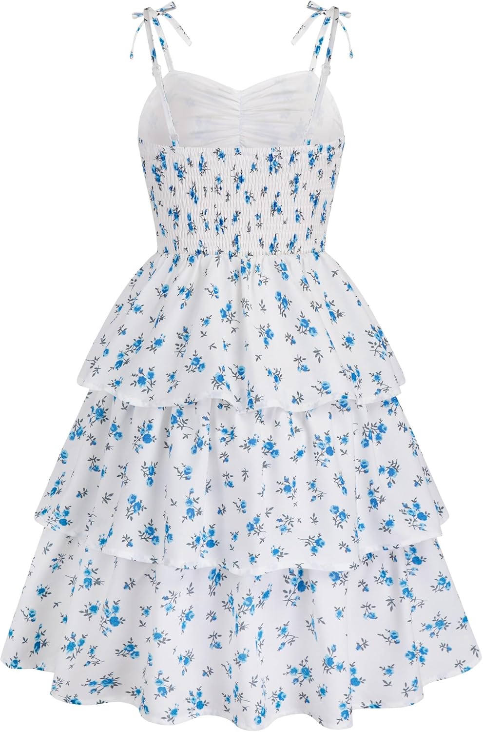 HOZIY Girls Summer Dress Teen Spaghetti Strap Ruched Sweetheart Short Dresses Kids Junior Ruffle Tiered Sundresses 7-16 Years