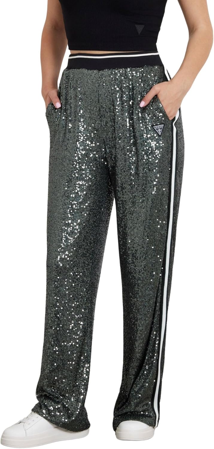 GUESS Women's Mini Sequins Straight Long Pants