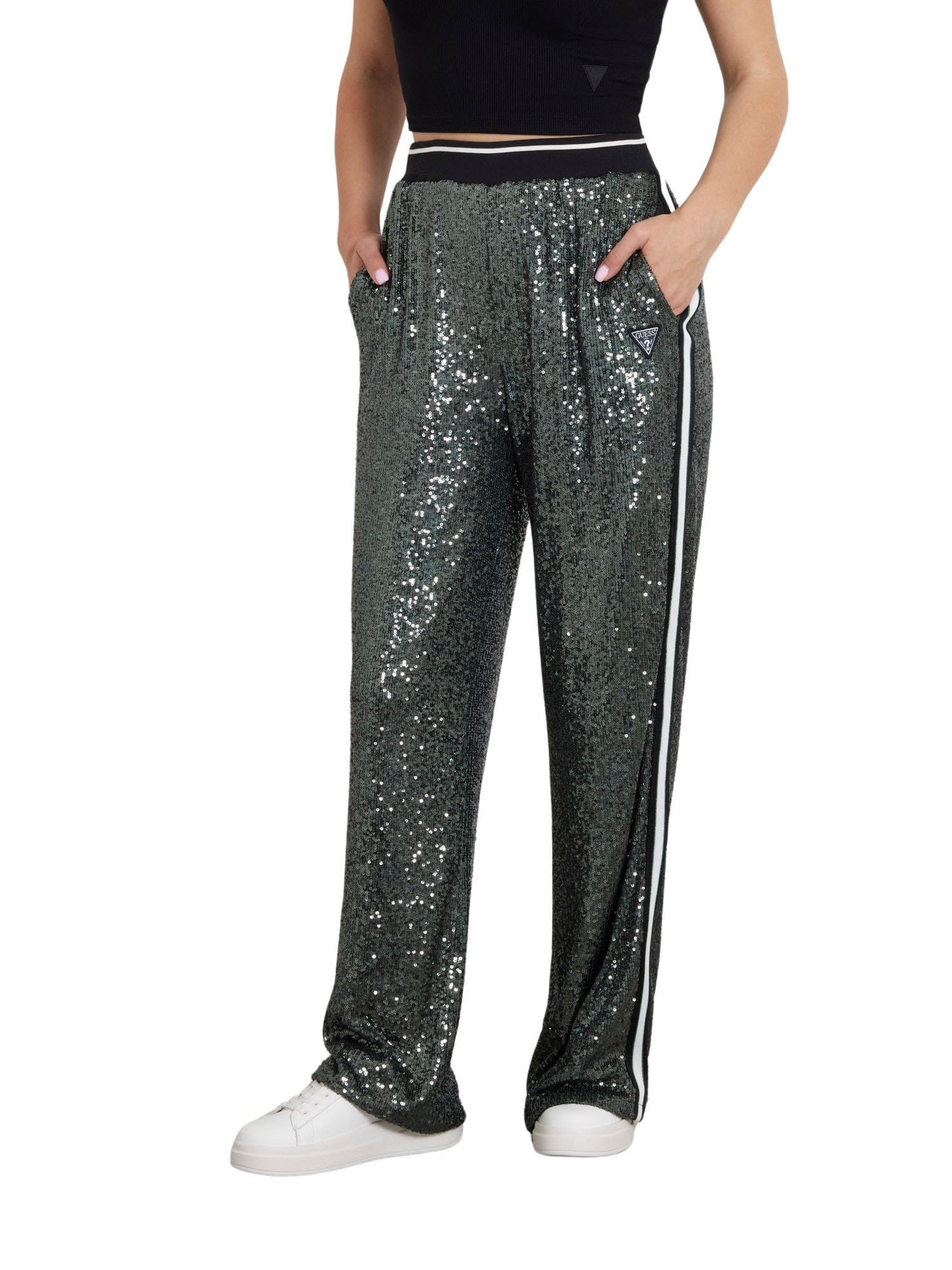 GUESS Women's Mini Sequins Straight Long Pants