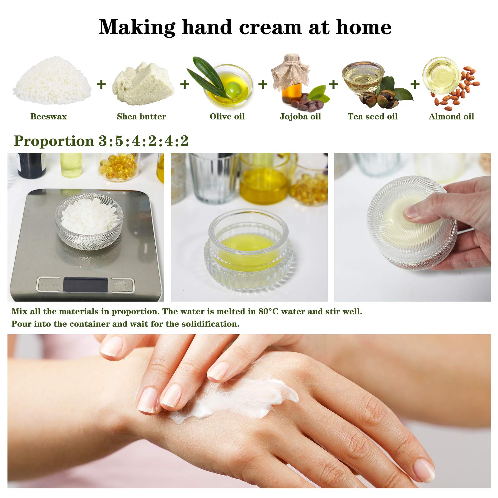 Cera D'api Bianca 906g, Cera Dapi Biologica per La Cosmesi Fai da Te, La Produzione Gi Candele, Creme, Balsami per Labbra, Set di Saponi, Imballaggi per Cura Del Cuoio, Lucidatura Del Legno.