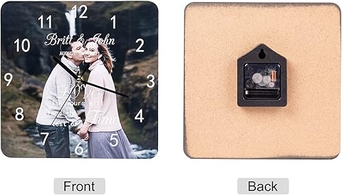 Miniatura 7 de Reloj de pared para decoración de sala de estar, nombre personalizado y foto, reloj de pared de madera personalizado de 10 pulgadas para decoración