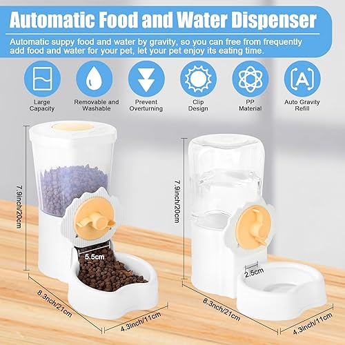 Miniatura 5 de Juego de dispensador automático de alimentos y agua, recipiente de agua para colgar en jaula, alimentador automático de alimentos para gatos,