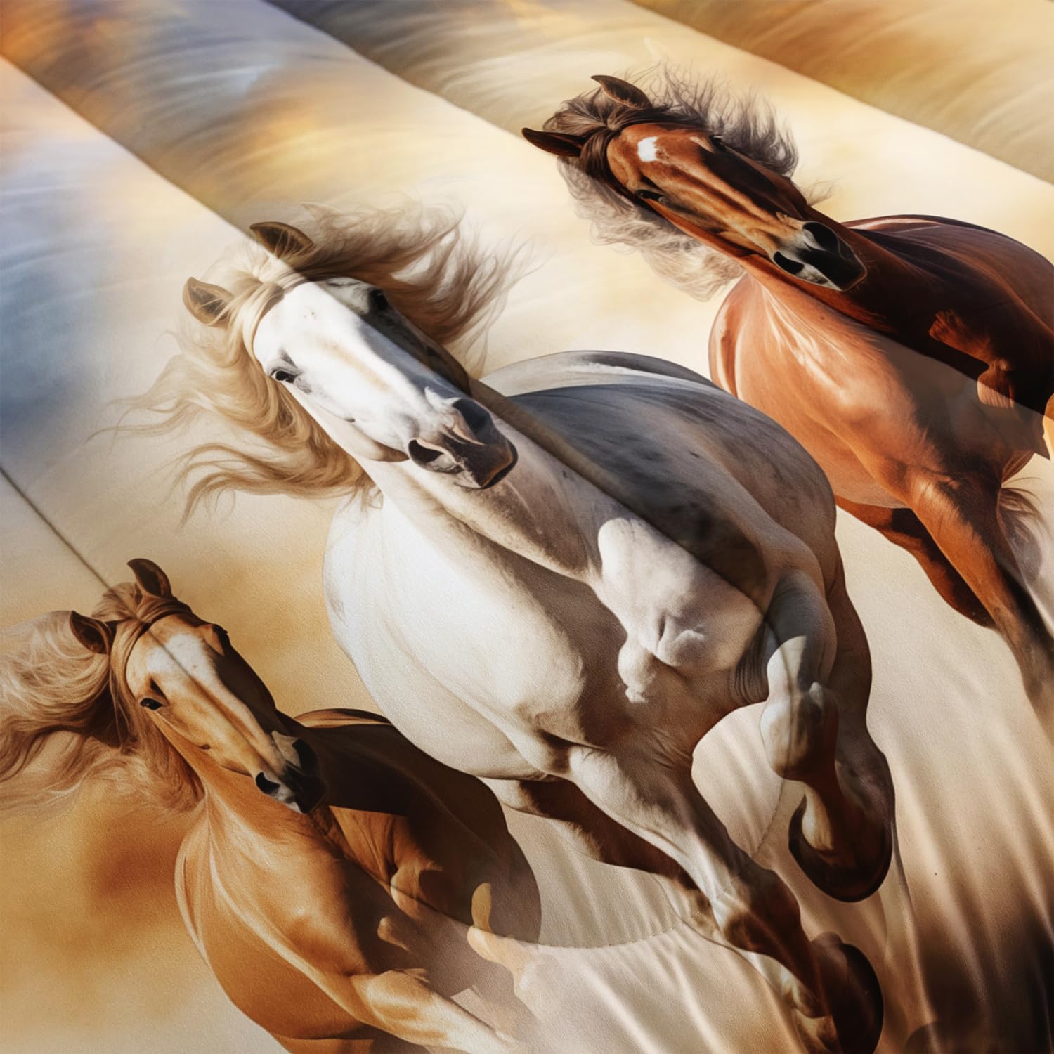 Pentium Horse Print Bedding Comforter Set Full Size for Teens,Farm Animal Pattern Bedding Set for Boys Girls Room Horse Decor,Desert Theme Bedding Set with 2 Pillowcases. - Image 5