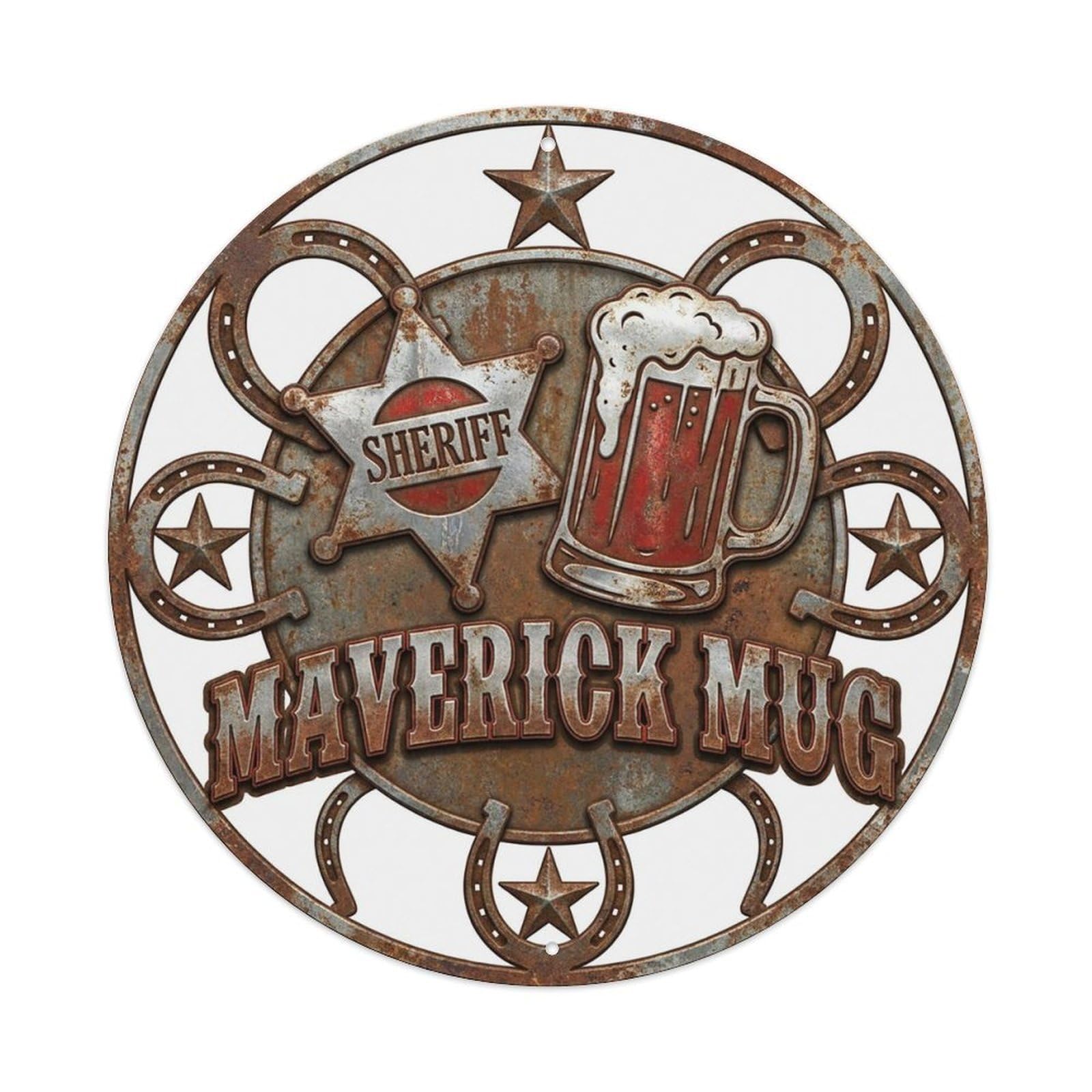 Vintage Beer Western Cowboy Maverick Mug Retro Bar for Pub Vintage Metal Tin Sign Plaque Wall Decor for Cafe, Club Bar, Office, Garden Metal Poster 8x8Inch