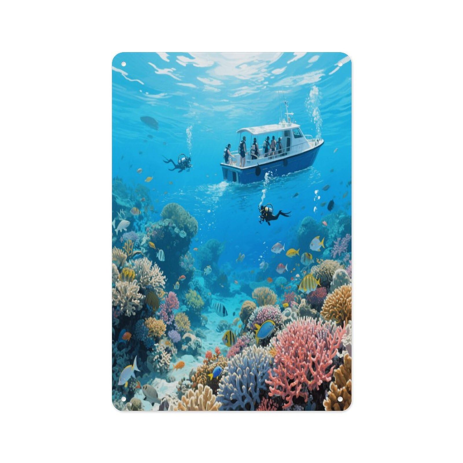 Fekiloot Style Great Barrier Reef Seascape Wall Decor Metal Signs Tin Signs Poster